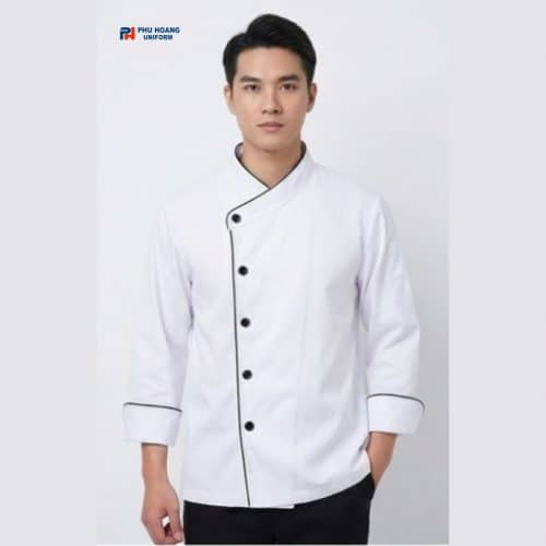 Áo Bếp 1 Hàng Nút Cổ Chéo Tay Dài