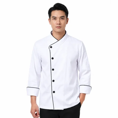 Áo Bếp 1 Hàng Nút Cổ Chéo Tay Dài