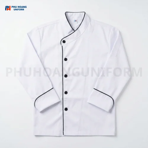 Áo Bếp 1 Hàng Nút Cổ Chéo Tay Dài