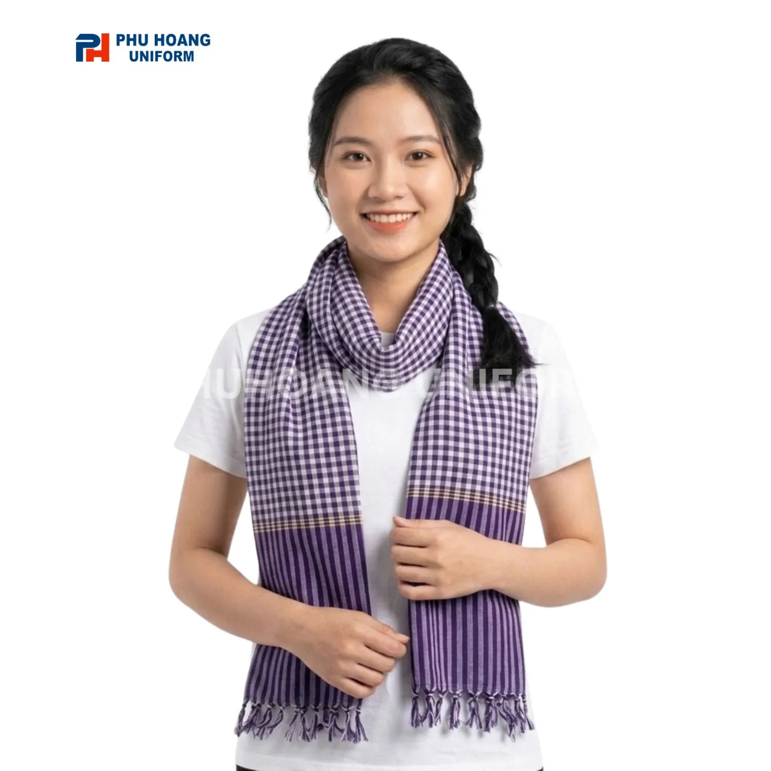 KHĂN RẰN NAM BỘ MÀU TÍM Khăn rằn nam bộ