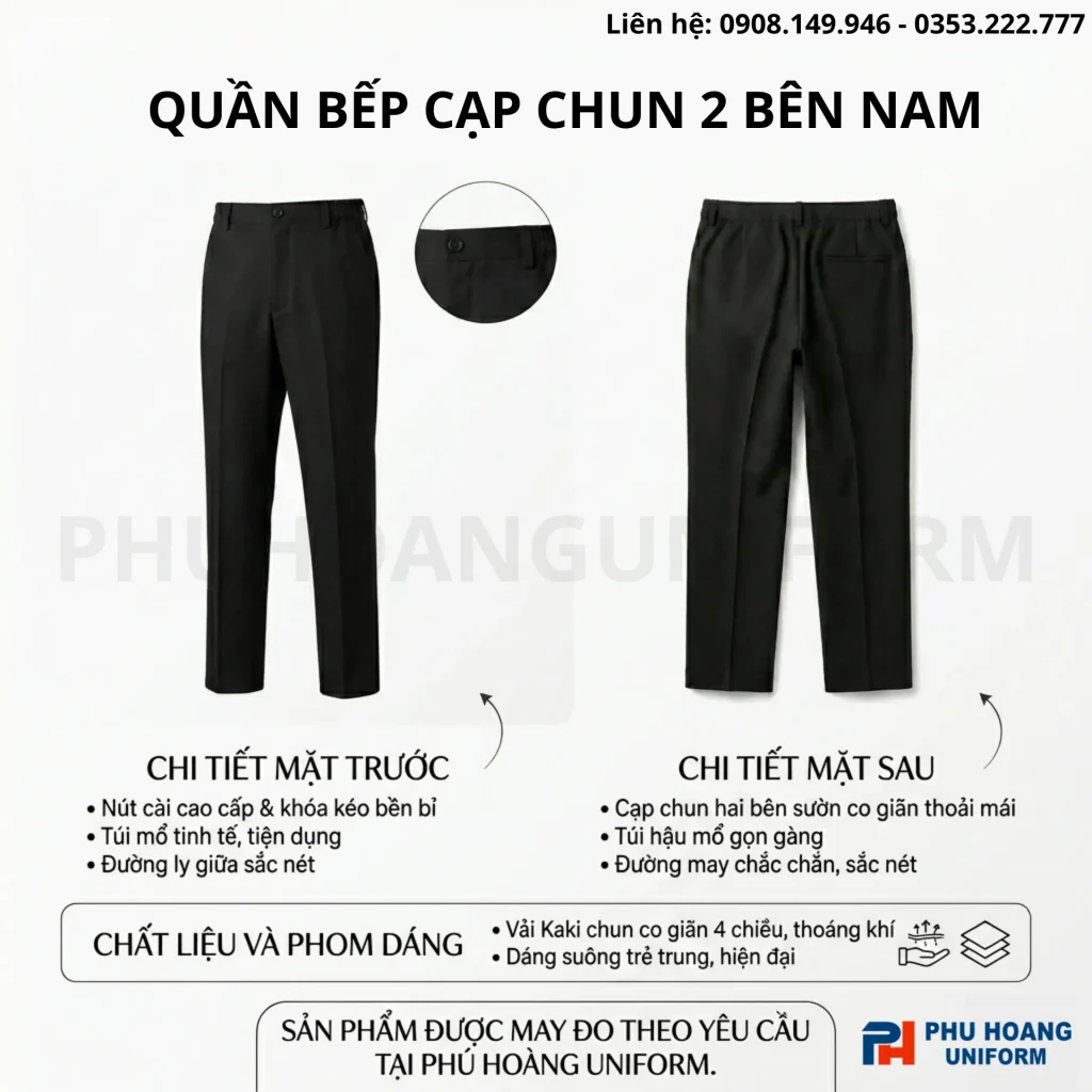 Giới thiệu quần bếp cạp chun 2 bên nam