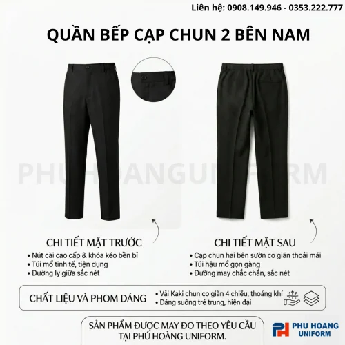 Giới thiệu quần bếp cạp chun 2 bên nam