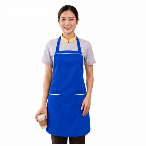 Tạp dề yếm kaki xanh bích phối viền trắng