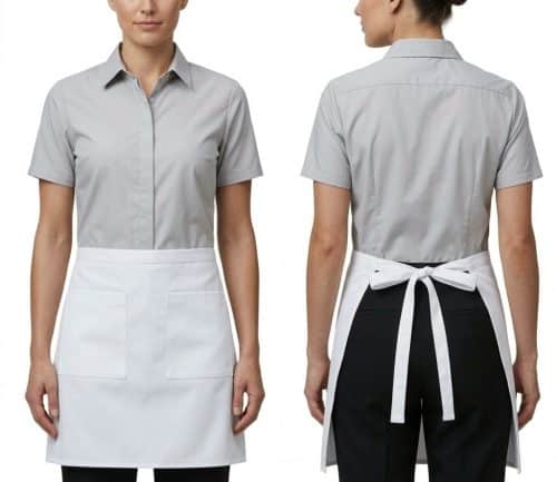 Tạp Dề Ngắn 2 Túi Màu Trắng Cao Cấp