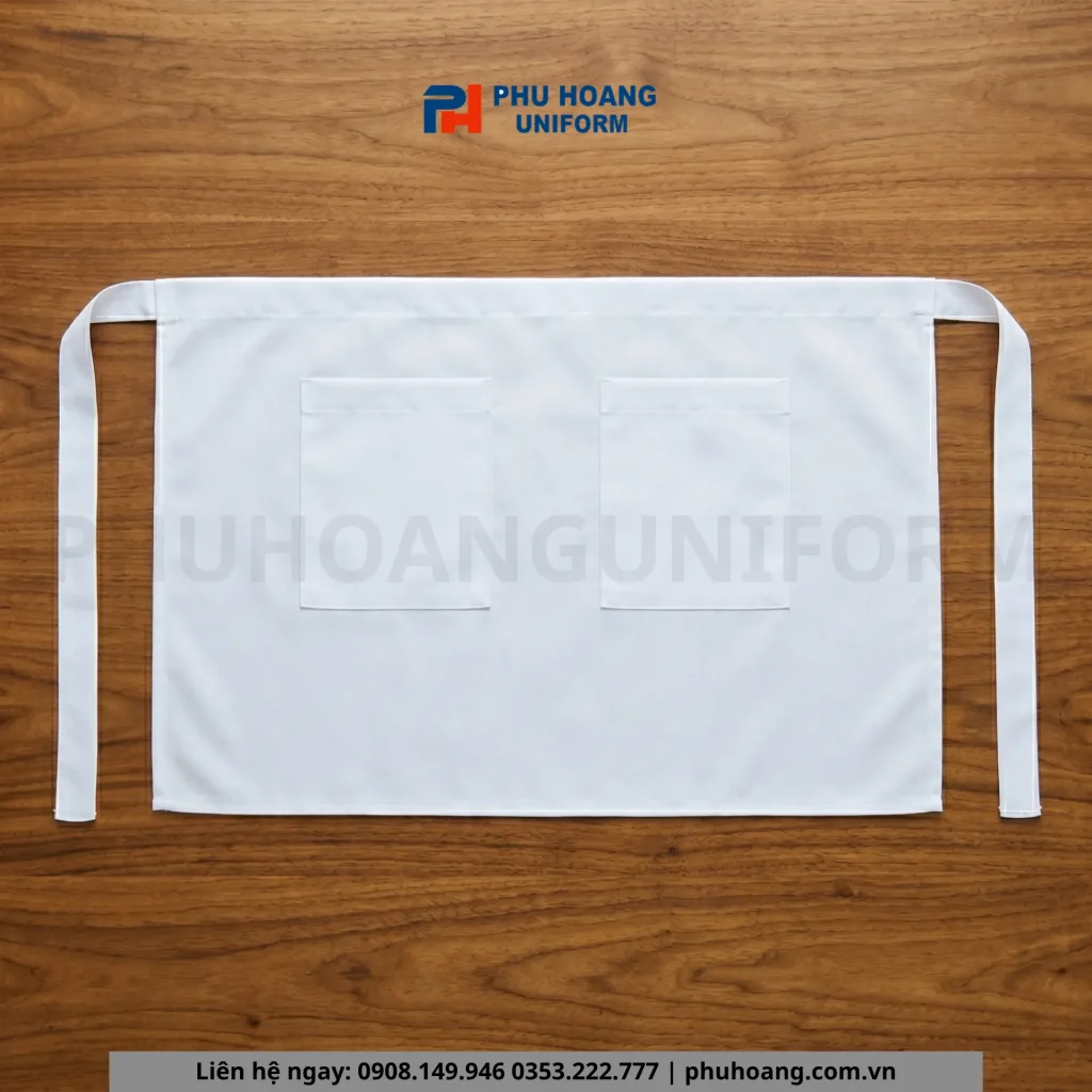 Tạp Dề Ngắn 2 Túi Màu Trắng Cao Cấp