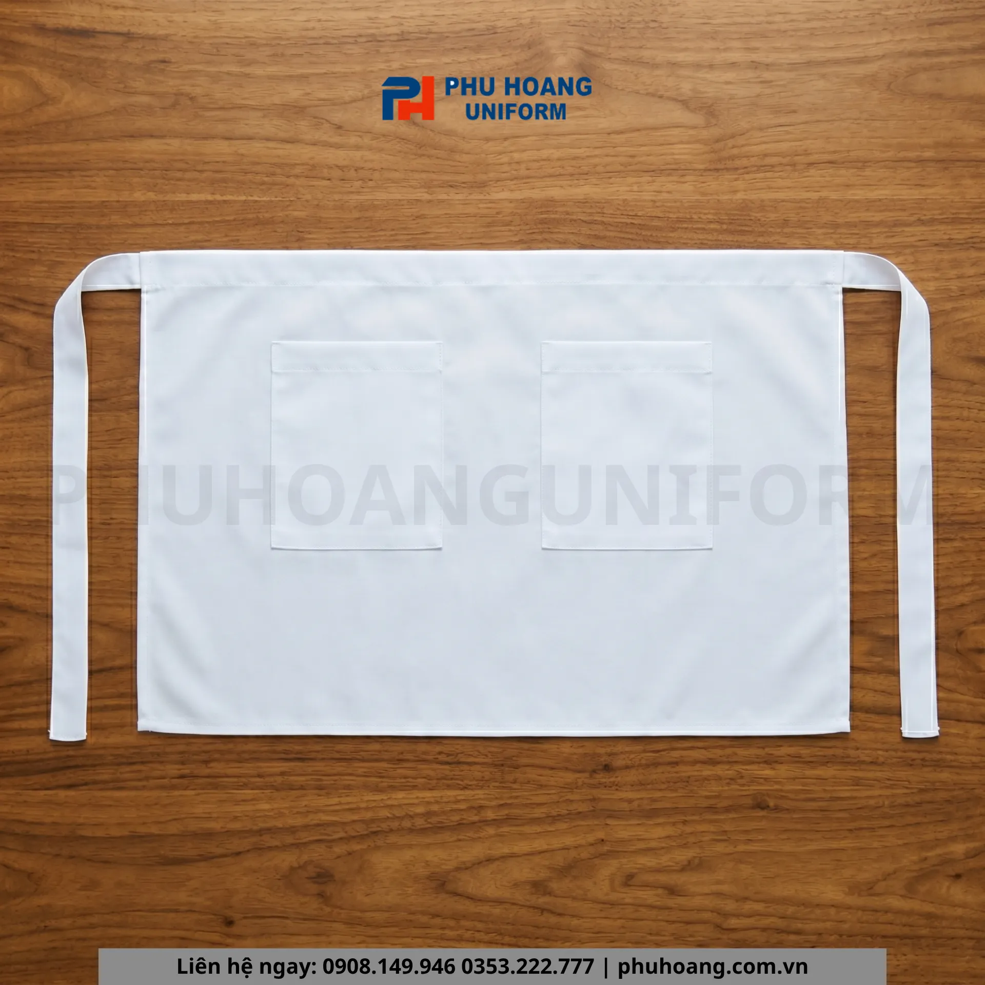 tap-de-ngan-2-tui-trang Tạp Dề Ngắn 2 Túi Màu Trắng Cao Cấp