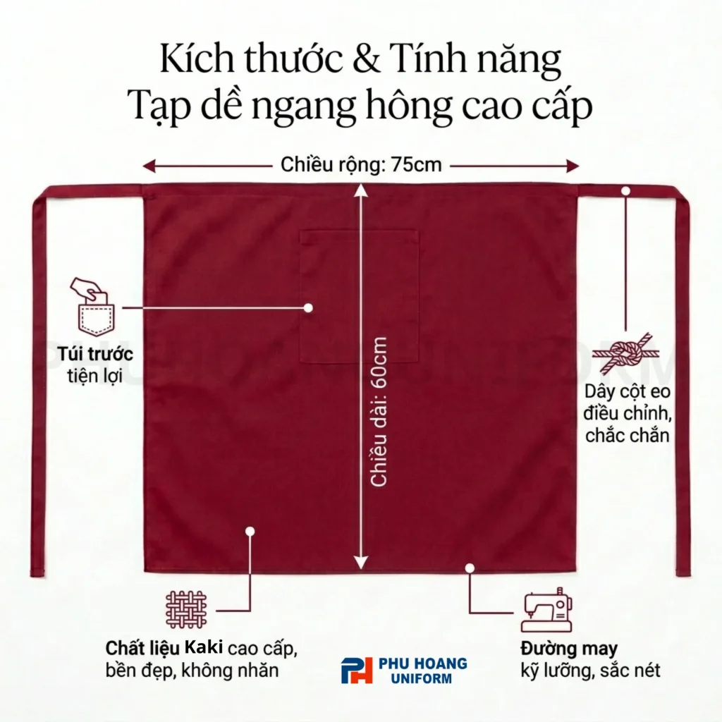 Tạp Dề Ngắn Đỏ Đô