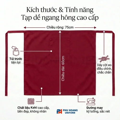 Tạp Dề Cột Ngang Đỏ Đô