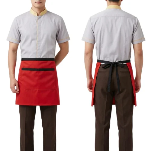 Tạp Dề Ngắn Màu Đỏ Viền Đen Cao Cấp