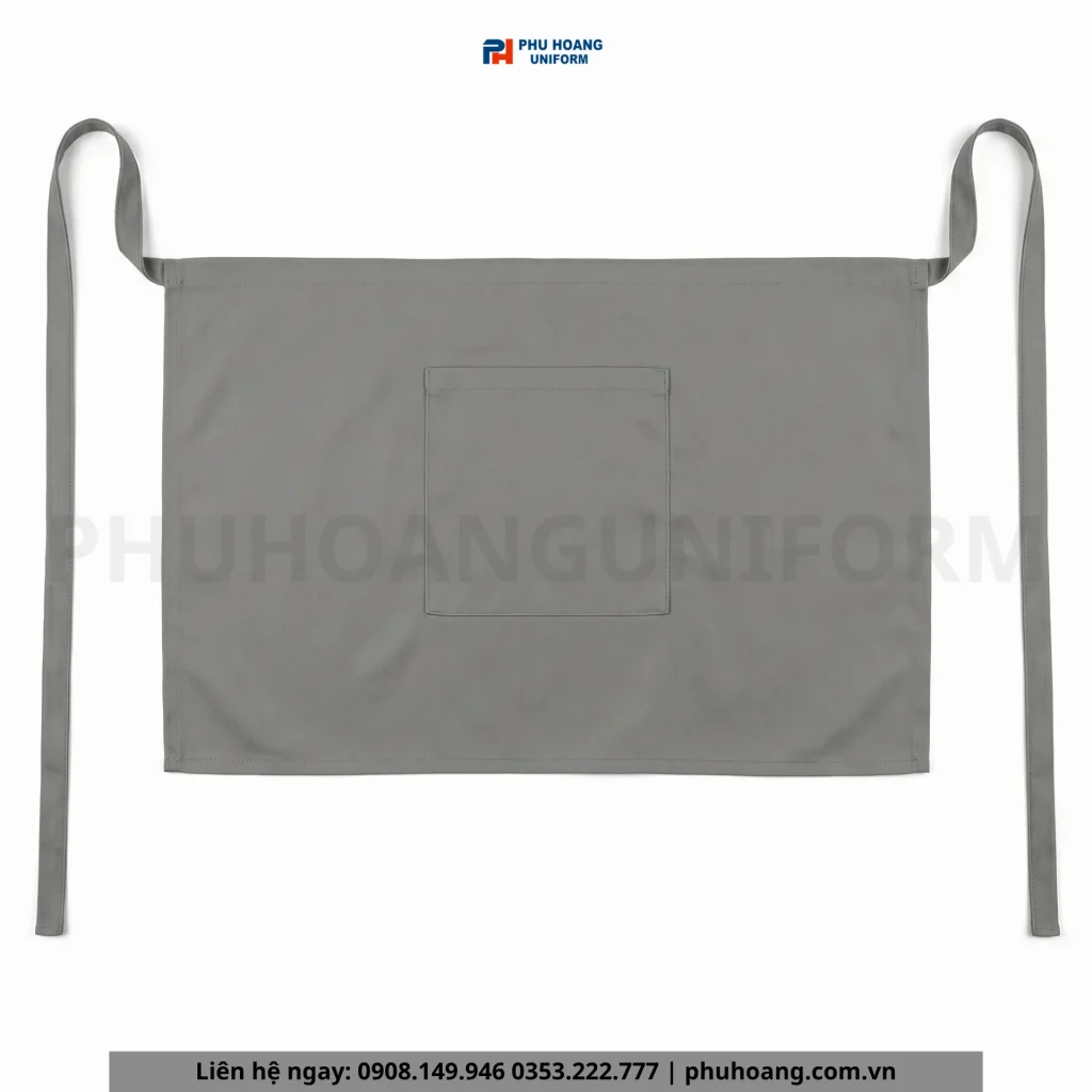 Tạp Dề Ngắn Màu Ghi Cao Cấp
