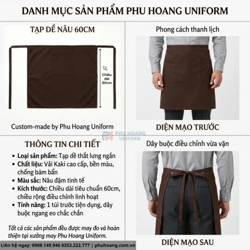 Giới Thiệu Tạp Dề Ngắn Màu Nâu Cao Cấp