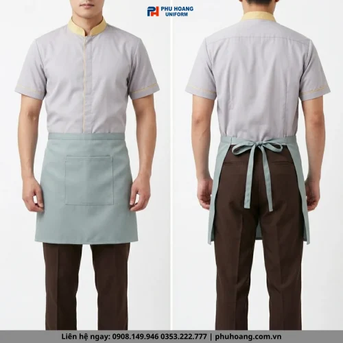 Tạp Dề Ngắn Màu Xám Xanh Cao Cấp