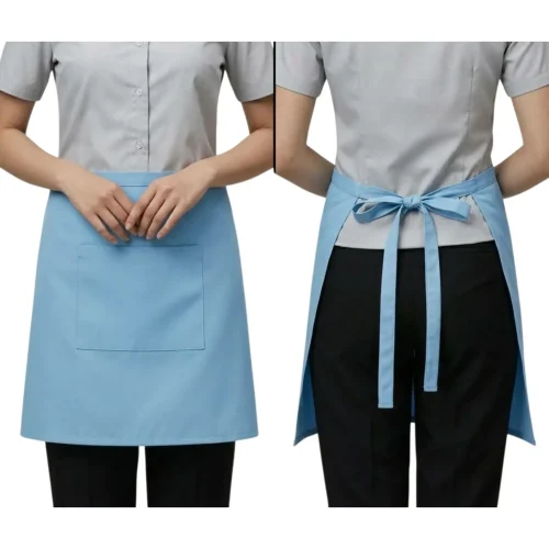Mẫu Nữ Tạp Dề Ngắn Màu Xanh Dương Cao Cấp
