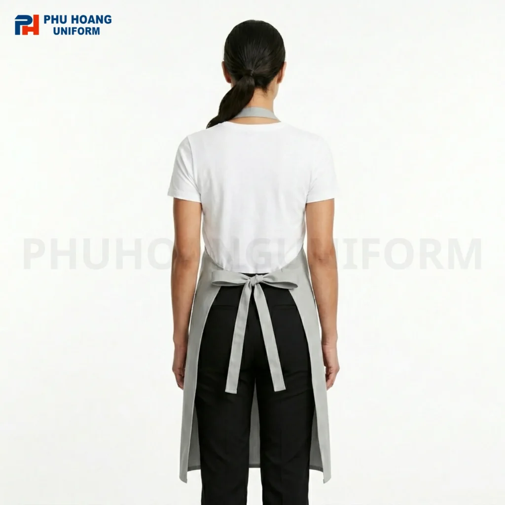 Tạp dề yếm màu xám bạc