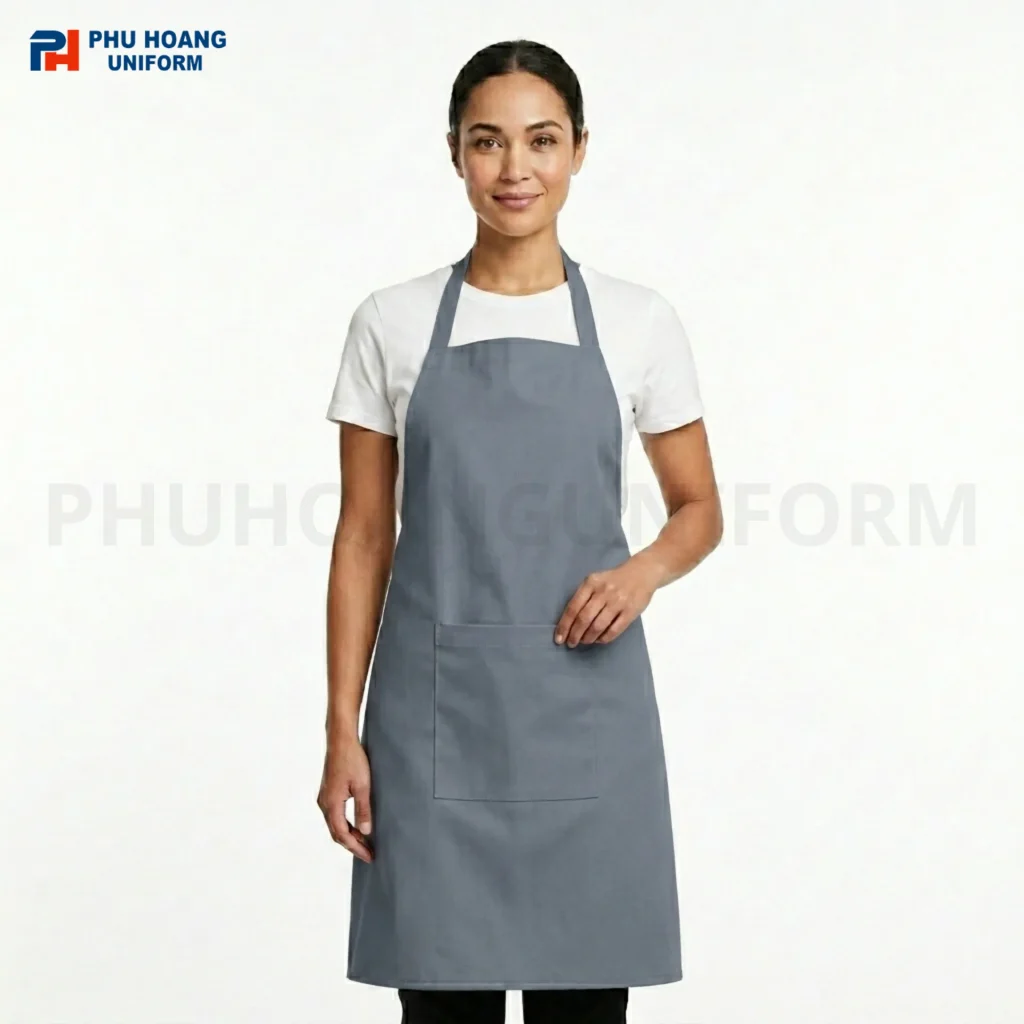 Tạp dề yếm màu xám xanh