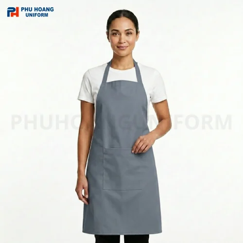 Tạp dề yếm màu xám xanh