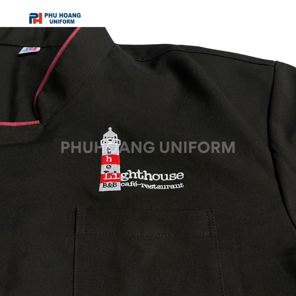 Áo bếp nhà hàng XUYÊN MEKONG CẦN THƠ Áo bếp nút bấm