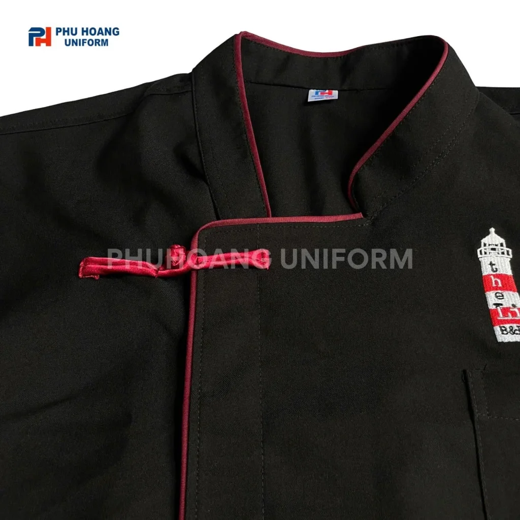 Áo bếp nhà hàng XUYÊN MEKONG CẦN THƠ Áo bếp nút bấm