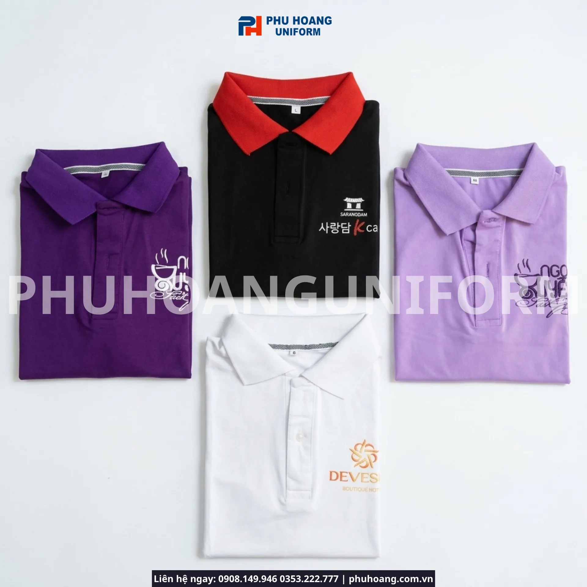 Áo Polo Đồng Phục In/Thêu Logo – Đa Dạng Mẫu Mã