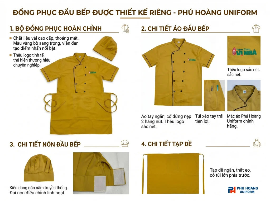 Các mẫu áo bếp đẹp, chuyên nghiệp Các mẫu áo bếp