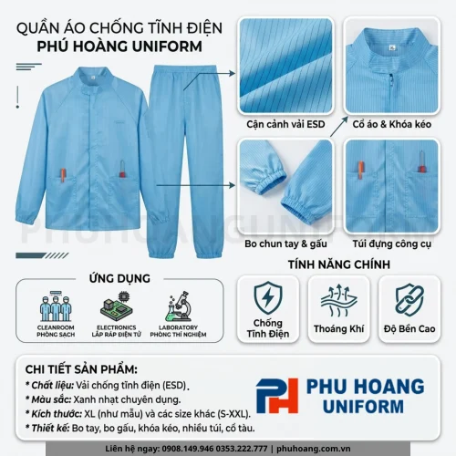 Đồng Phục Chống Tĩnh Điện Cao Cấp