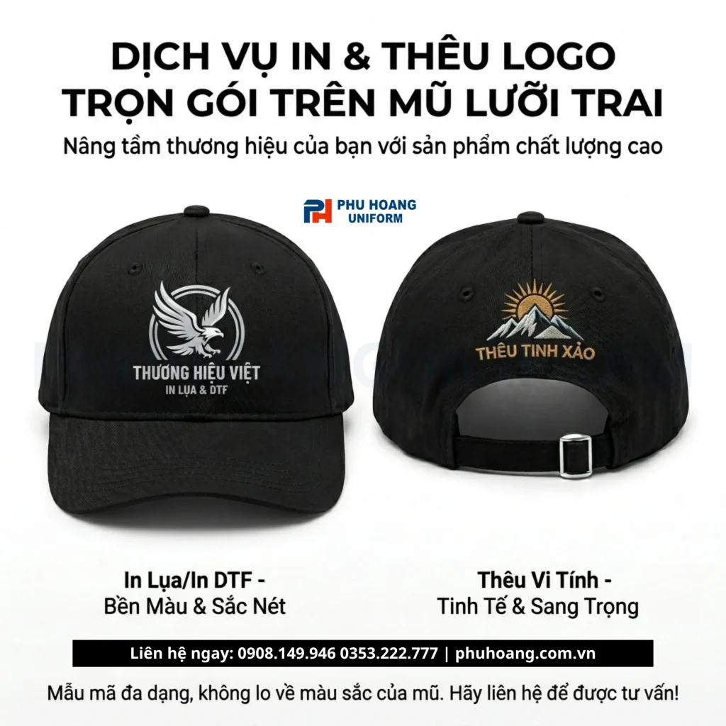 Nón Kết In Logo Đồng Phục – Hướng Dẫn A-Z Chọn & Đặt May