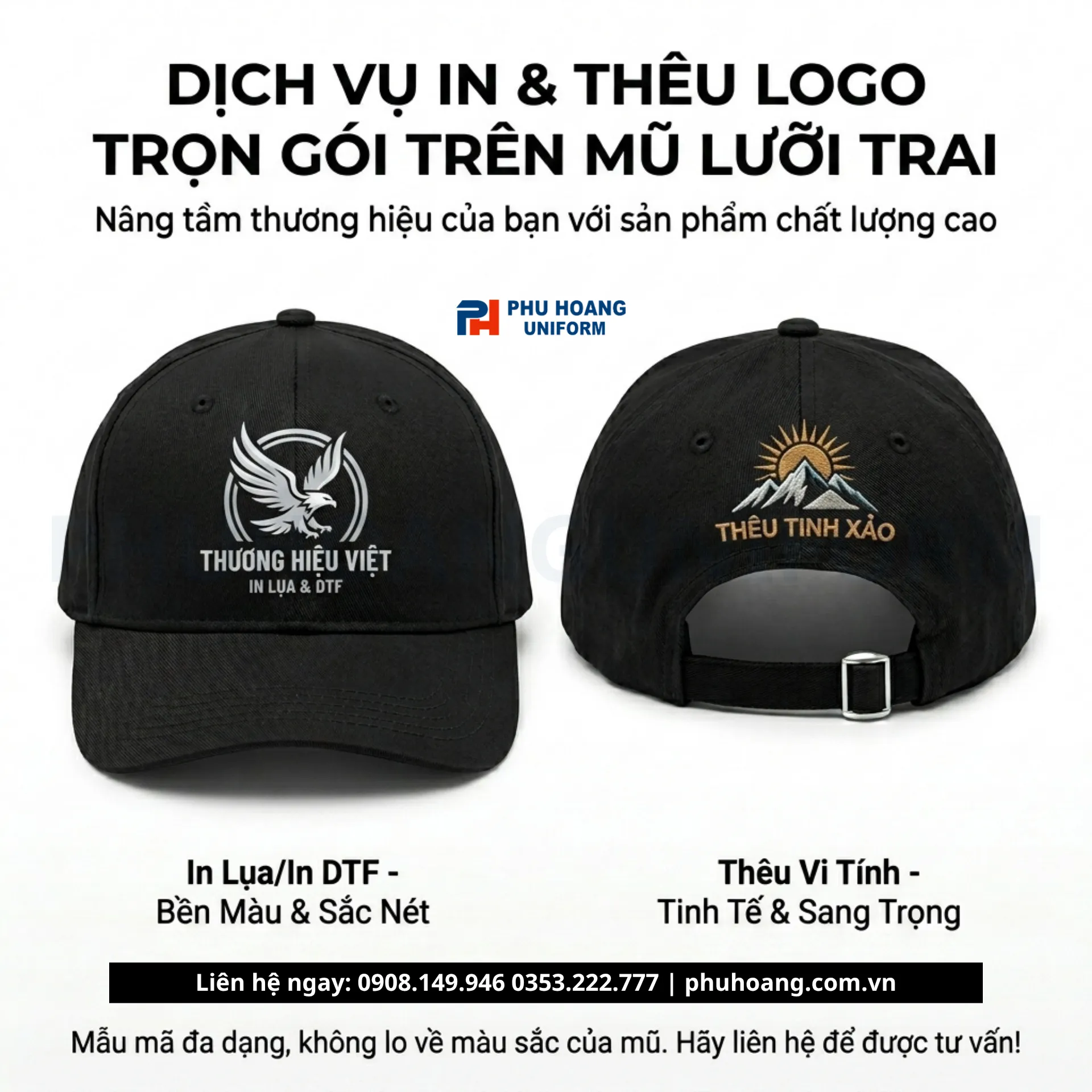 Nón Kết In Logo Đồng Phục – Hướng Dẫn A-Z Chọn & Đặt May