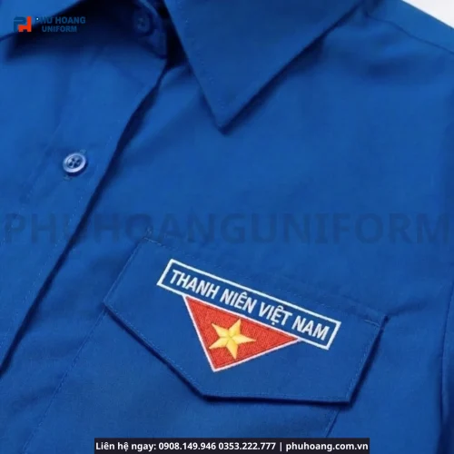 Áo Đoàn Thanh Niên Nữ Tay Ngắn Xanh Dương