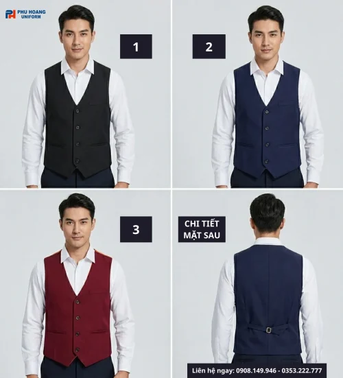 Áo Gile Phục Vụ May Sẵn – 3 Mẫu Sang Trọng