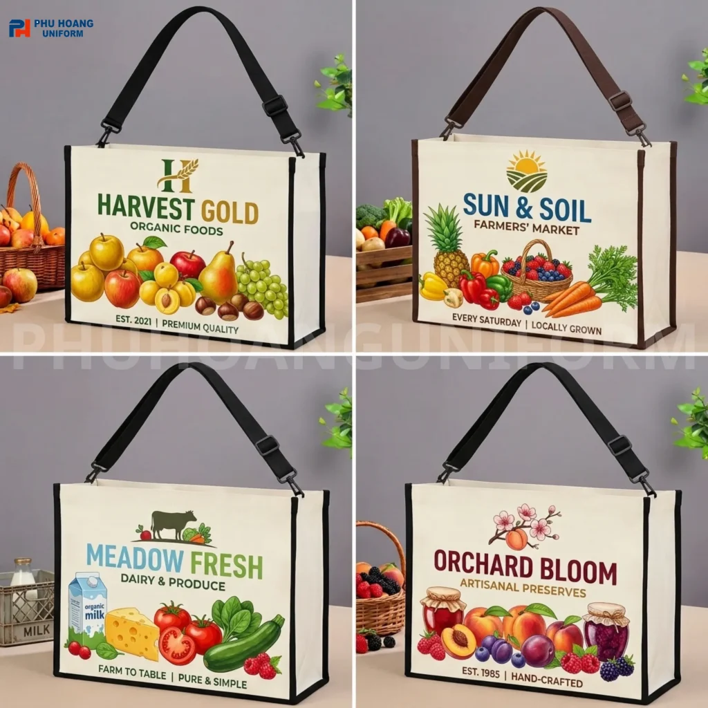 Túi Vải Bố Đáy Hộp Quai Vai Điều Chỉnh – In Logo