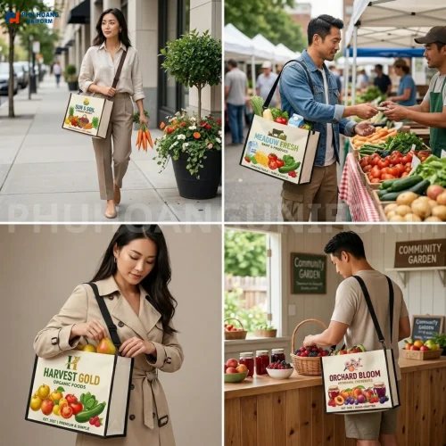 Túi Vải Bố Đáy Hộp Quai Vai Điều Chỉnh – In Logo