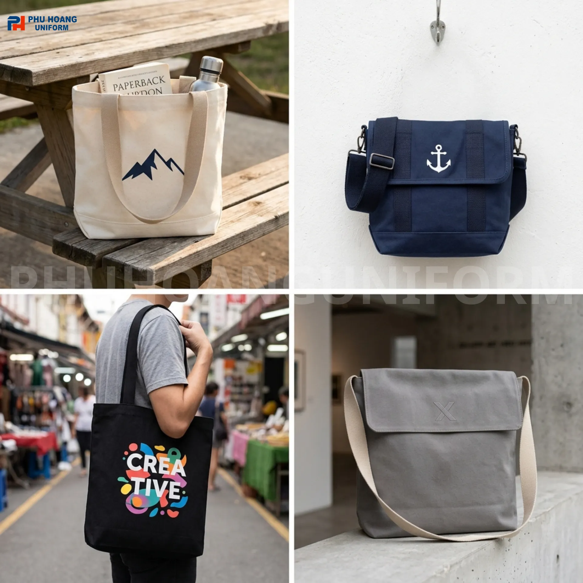 tui-vai-canvas-tote-quai-don-in-theu-logo (2) Túi Vải Canvas Tote Quai Đơn – In Logo Theo Yêu Cầu