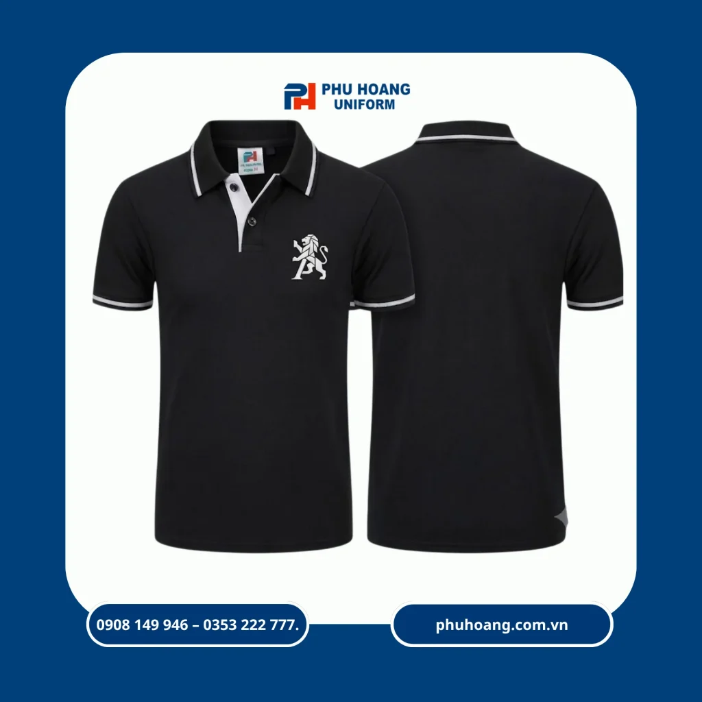 Áo polo đồng phục Phú Hoàng Uniform Mẫu áo polo đồng phục thiết kế chuyên nghiệp, phù hợp làm đồng phục doanh nghiệp, nhân viên, đội nhóm và sự kiện, nhận may theo yêu cầu.