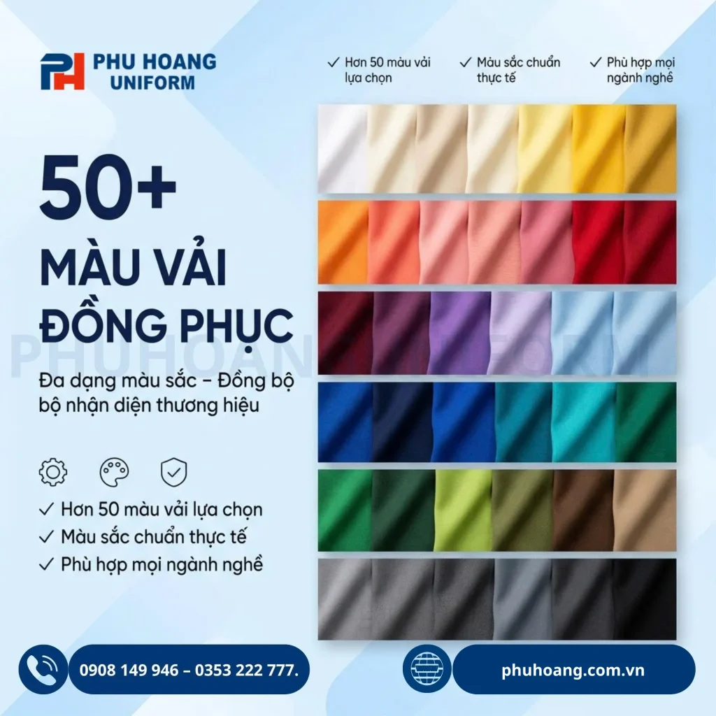 Màu vải polo đồng phục Phú Hoàng Uniform Tổng hợp các màu áo polo đồng phục thiết kế chuyên nghiệp, phù hợp làm đồng phục doanh nghiệp, nhân viên, đội nhóm và sự kiện, nhận may theo yêu cầu.