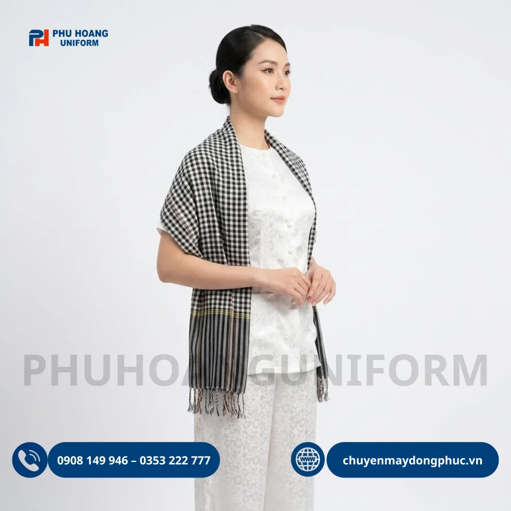 Áo bà ba nữ gấm trắng tay ngắn cho thuê và đặt may