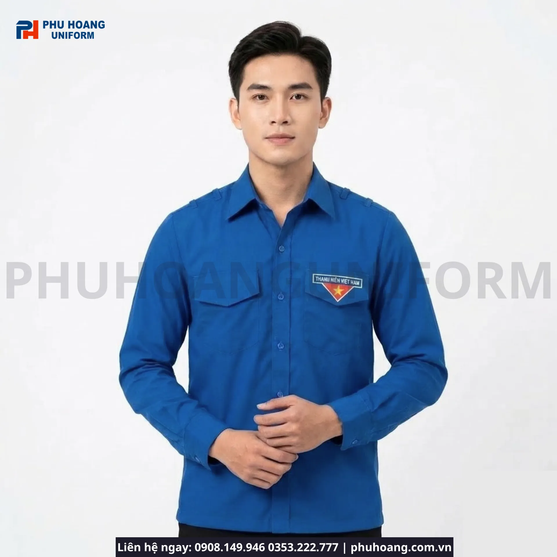 ao-doan-thanh-nien-nam-tay-dai-xanh-duong (2) Áo Đoàn Thanh Niên Nam Tay Dài