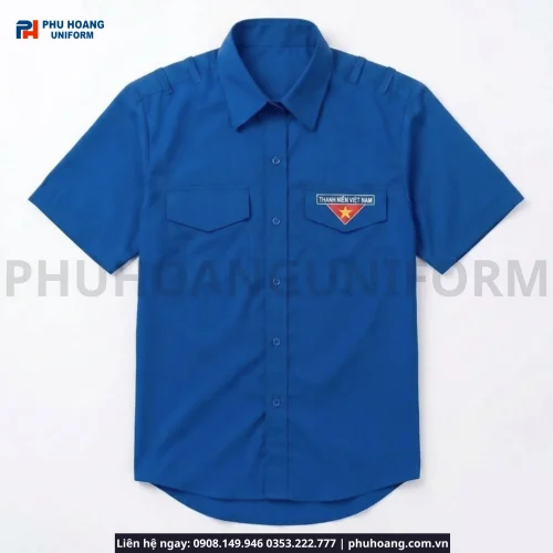Áo Đoàn Thanh Niên Nam Tay Ngắn Xanh Dương