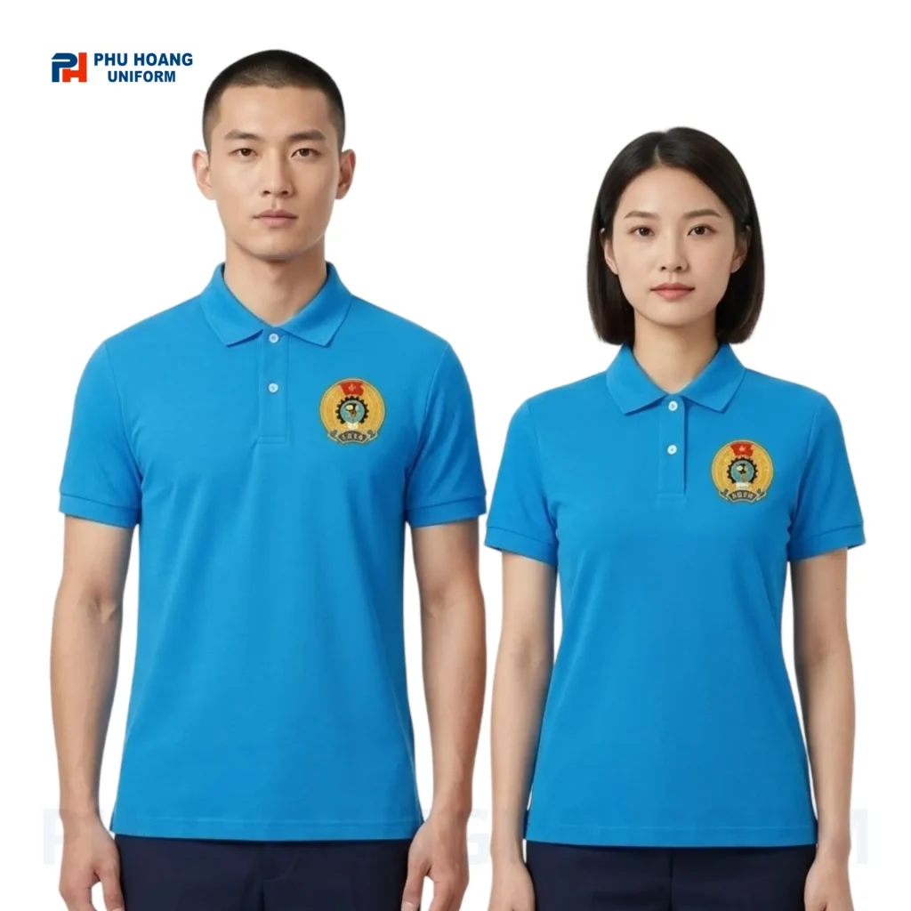 Áo Polo Công Đoàn Tay Ngắn Xanh Dương