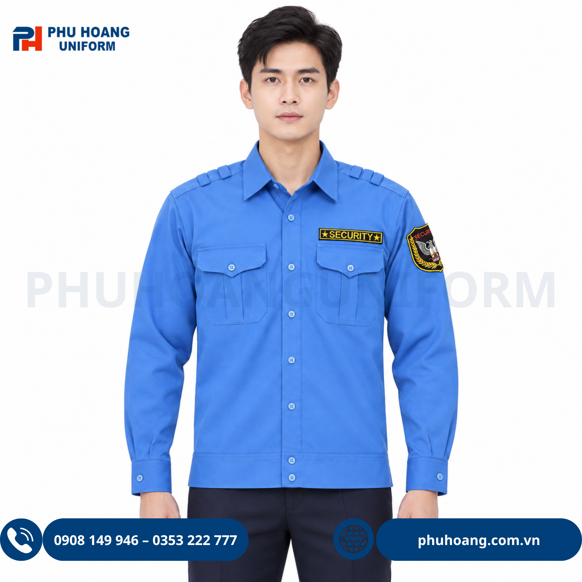 ao-bao-ve-tay-dai-bo-gau (30) Áo bảo vệ tay dài bo gấu màu xanh dương, thiết kế lịch sự, chuyên nghiệp, phù hợp làm đồng phục bảo vệ.