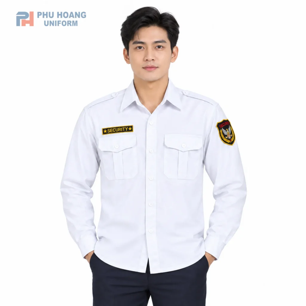 Áo Bảo Vệ Tay Dài Màu Trắng Áo bảo vệ tay dài màu trắng cao cấp, thiết kế chuẩn form, vải kate thun bền đẹp, thoáng mát. Sản phẩm chính hãng từ Phú Hoàng Uniform.