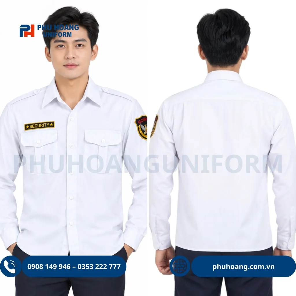 Áo bảo vệ tay dài màu trắng Áo bảo vệ tay dài màu trắng cao cấp, thiết kế chuẩn form, vải kate thun bền đẹp, thoáng mát. Sản phẩm chính hãng từ Phú Hoàng Uniform.