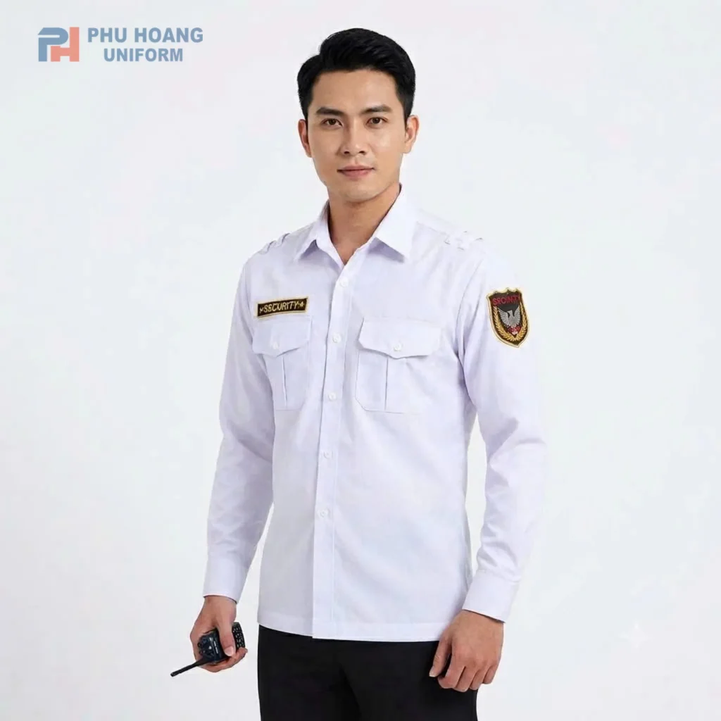 Áo Bảo Vệ Tay Dài Màu Trắng Áo bảo vệ tay dài màu trắng cao cấp, thiết kế chuẩn form, vải kate thun bền đẹp, thoáng mát. Sản phẩm chính hãng từ Phú Hoàng Uniform.