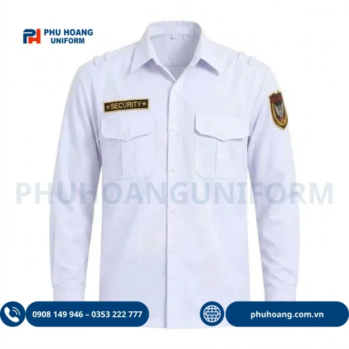 Áo bảo vệ tay dài màu trắng cao cấp, thiết kế chuẩn form, vải kate thun bền đẹp, thoáng mát. Sản phẩm chính hãng từ Phú Hoàng Uniform.