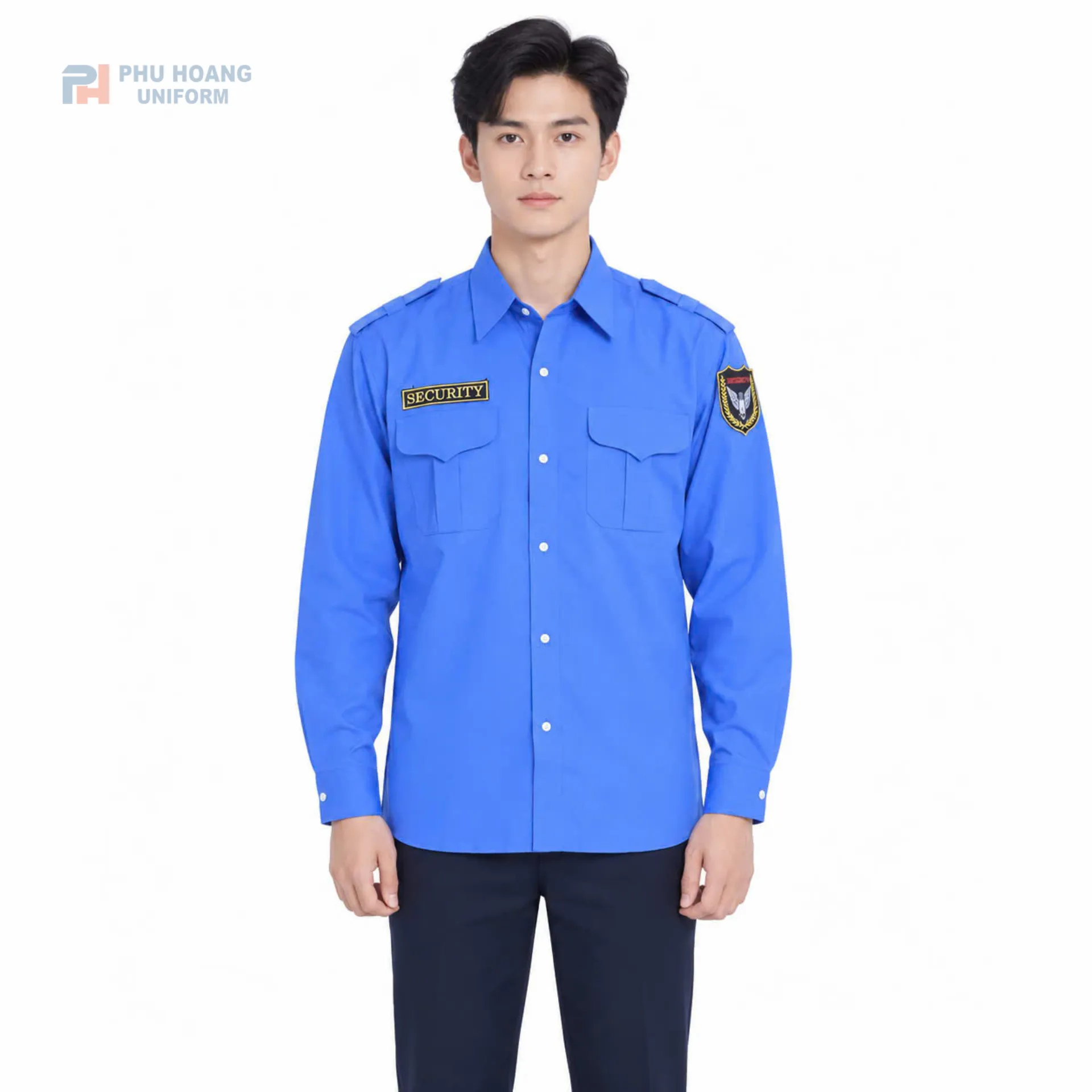 ao-bao-ve-tay-dai-mau-xanh (3) Áo bảo vệ tay dài màu xanh dương cao cấp, form chuẩn đẹp do Phú Hoàng sản xuất.