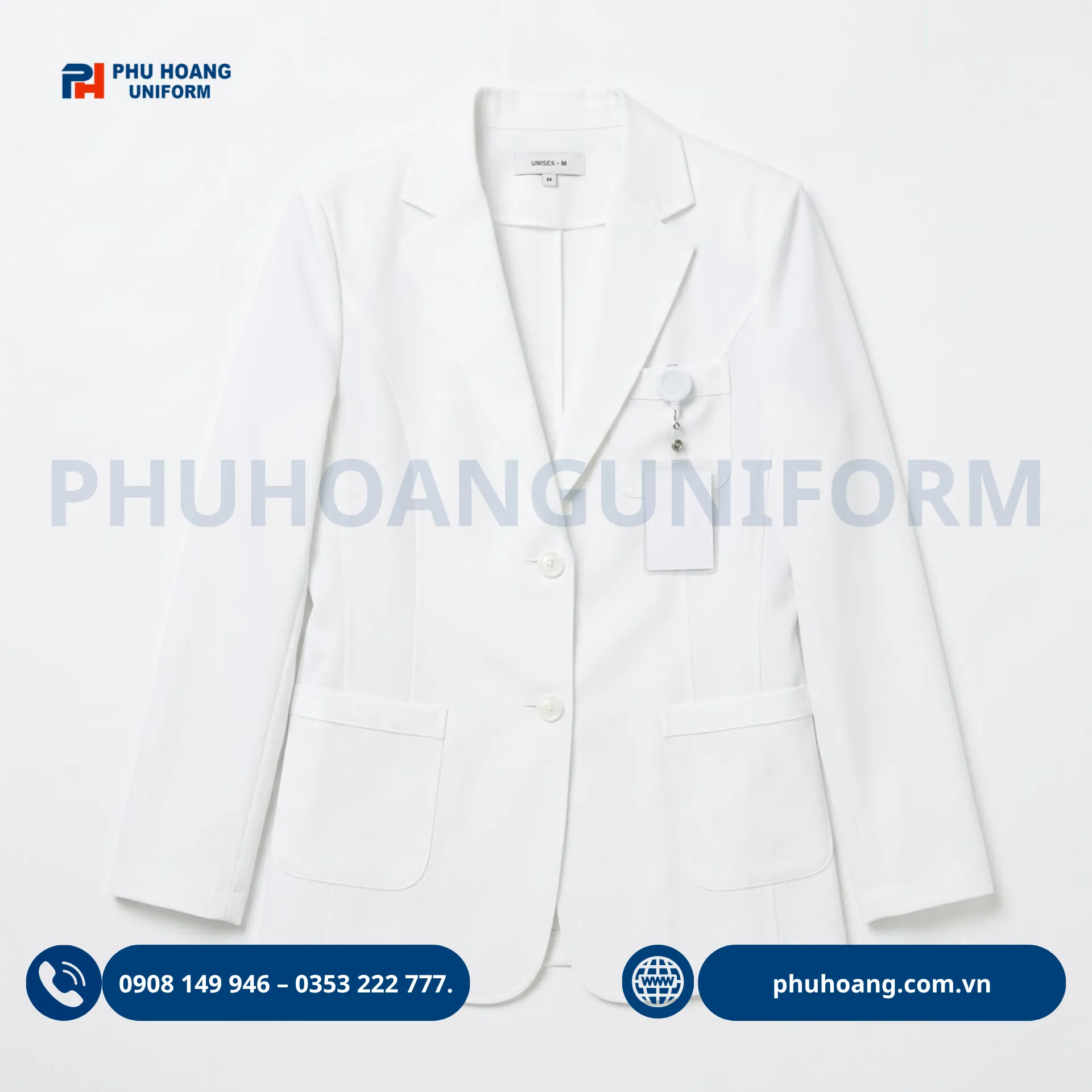 ao-blouse-bac-si-kieu-vest-nam-nu (3) Áo blouse bác sĩ kiểu vest nam nữ màu trắng cao cấp, chuẩn form y tế từ xưởng may Phú Hoàng Uniform.