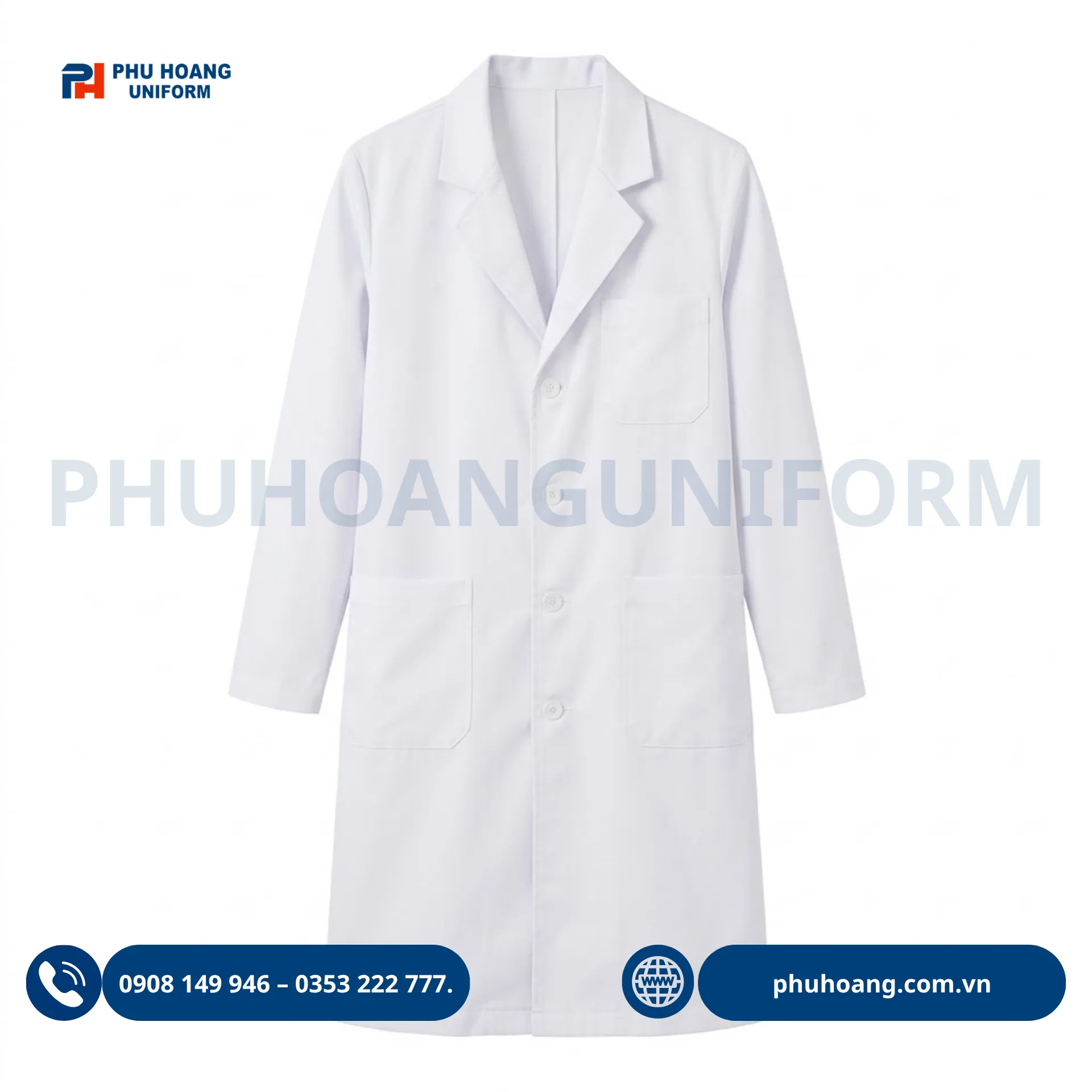 ao-blouse-bac-si-tay-dai (3) Áo blouse bác sĩ tay dài nam nữ màu trắng cao cấp Phú Hoàng Uniform