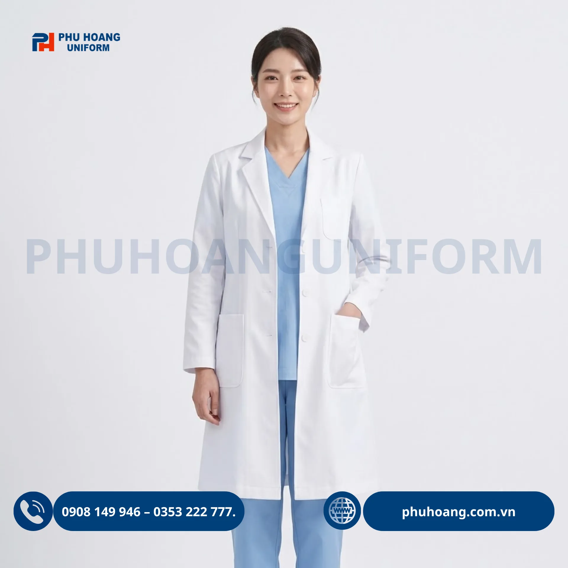 ao-blouse-bac-si-tay-dai (5) Áo blouse bác sĩ tay dài nam nữ màu trắng cao cấp Phú Hoàng Uniform