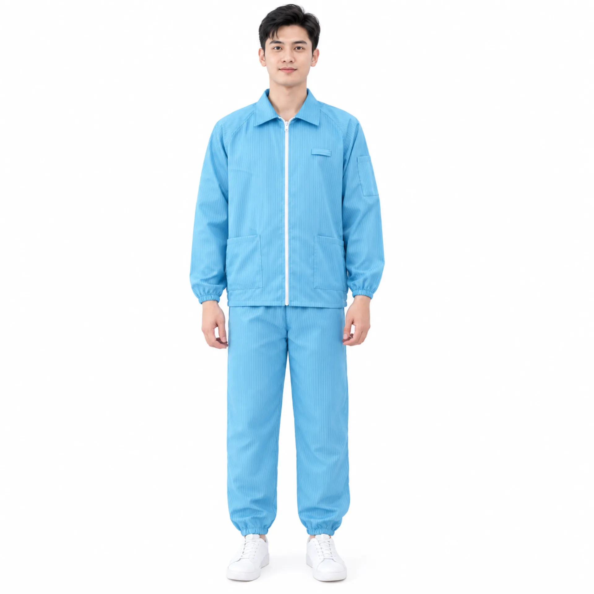 bo-do-phong-sach-chong-tinh-dien-mau-xanh 15 Bộ đồ chống tĩnh điện áo rời quần màu xanh chuẩn phòng sạch.