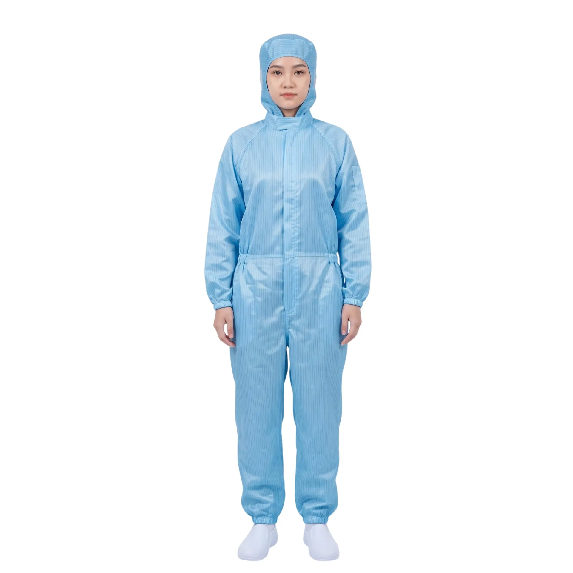 bo-phong-sach-chong-tinh-dien-lien-than-mau-xanh 15 Bộ phòng sạch chống tĩnh điện liền thân màu xanh, thiết kế gọn gàng, phù hợp sử dụng trong nhà máy, phòng sạch và sản xuất điện tử.