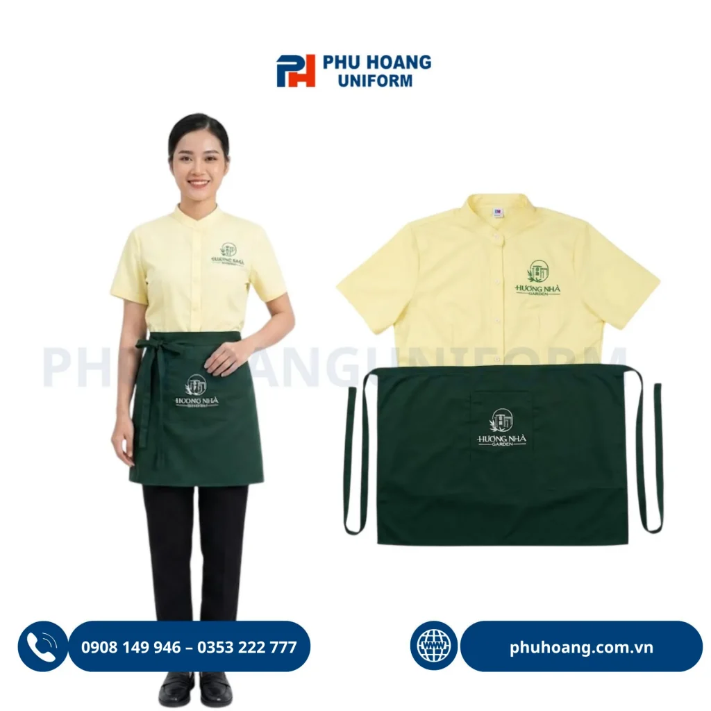 Đồng phục phục vụ khách hàng Bộ sưu tập đồng phục phục vụ hiện đại, chuyên nghiệp, tinh tế bao gồm tạp dề phục vụ, áo thun, áo bếp Nhật và đồng phục phục vụ khách hàng tại Phú Hoàng Uniform.
